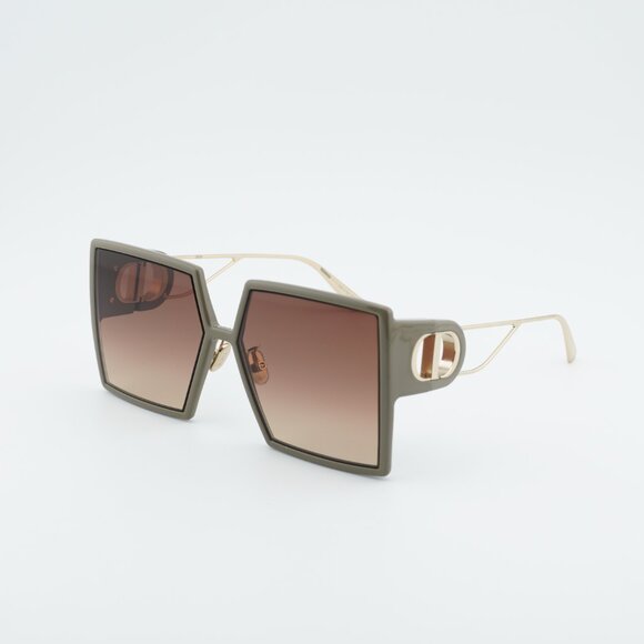 Dior 30MONTAIGNE SU 55F1 Sunglasses Green Square Frame, Brown Lenses